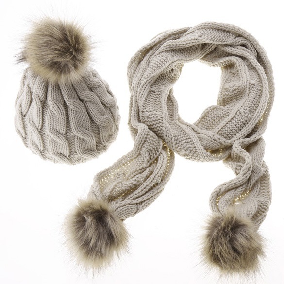 1004976860300.jpg Ensemble bonnet et écharpe en laine pour femme – Image 1