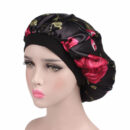 Chapeau de nuit imprimé en satin élastique à large bord – Image 9