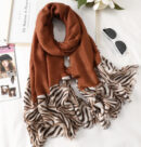 Écharpe longue en gaze de coton à imprimé léopard pour homme et femme – Image 7