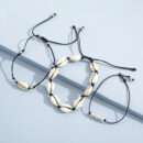 Bracelet de cheville en nacre et corde tressée, trois pièces