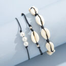 Bracelet de cheville en nacre et corde tressée, trois pièces – Image 4