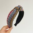 Bandeau à cheveux en corde arc-en-ciel tissée à large bord – Image 9