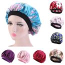 Chapeau de nuit imprimé en satin élastique à large bord – Image 6