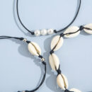 Bracelet de cheville en nacre et corde tressée, trois pièces – Image 5