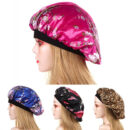 Chapeau de nuit imprimé en satin élastique à large bord – Image 8