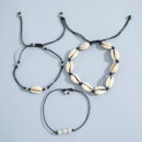Bracelet de cheville en nacre et corde tressée, trois pièces – Image 2