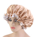 Bonnet de nuit rond extra large en dentelle double satin